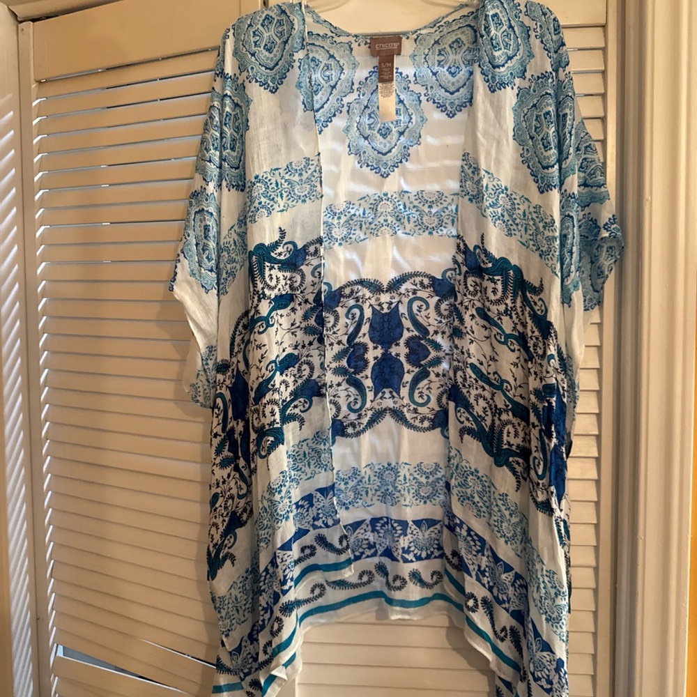 Chico's Blue and White Patterned cover up